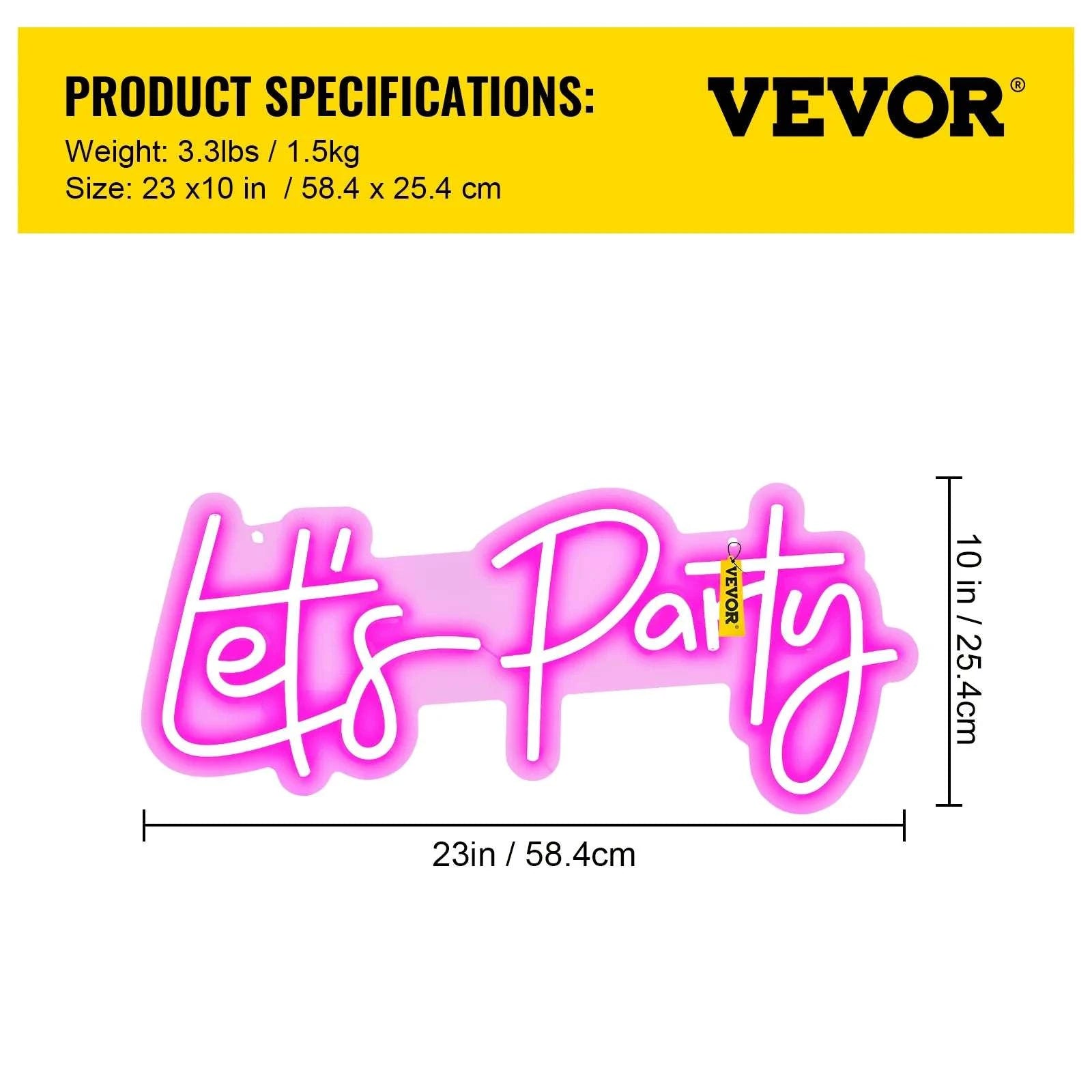 LED “Let’s Party” Neon Sign with Remote & Adjustable Brightness-Pink 20W / United States