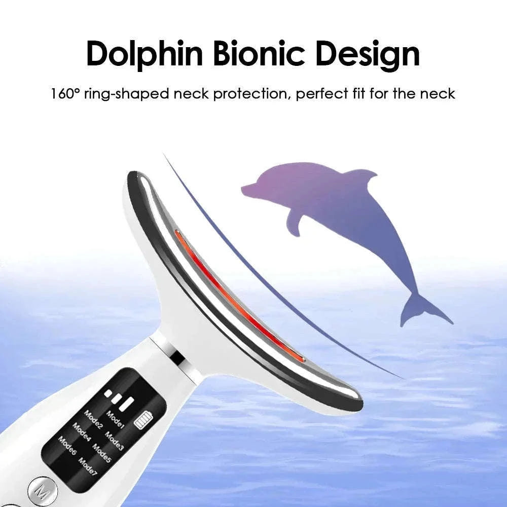 LED Light Therapy Face Neck Massager for Daily Skin Care-White