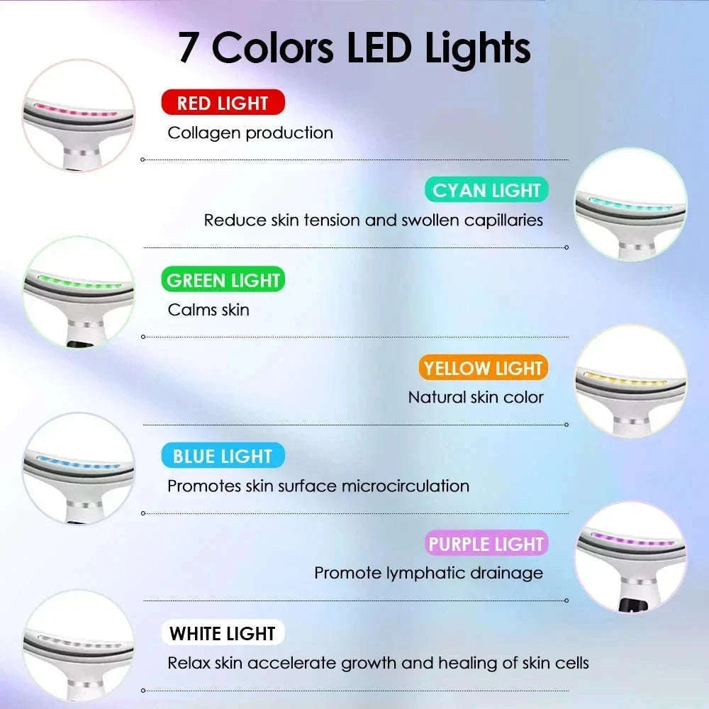 LED Light Therapy Face Neck Massager for Daily Skin Care-White