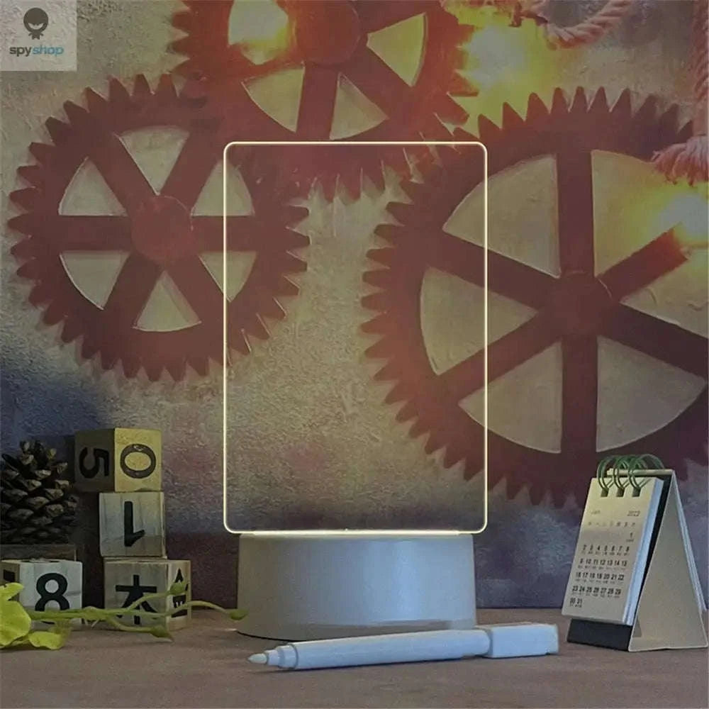 LED Message Board Night Light – Warm Glow, USB Power, Writable Acrylic Panel-Default Title