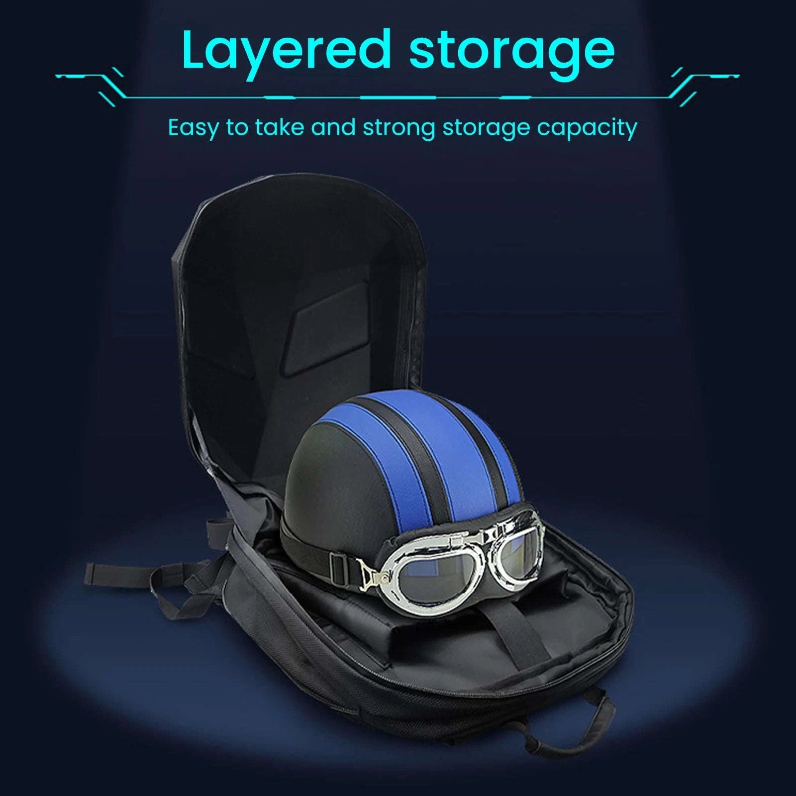 LED Motorcycle Backpack with Programmable Display & Hard Shell-black / france