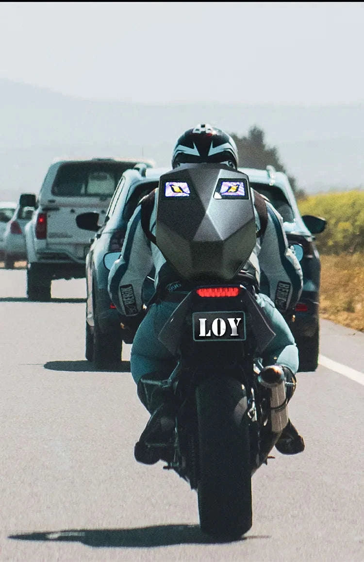 LED Motorcycle Backpack with Programmable Display & Hard Shell-black / france