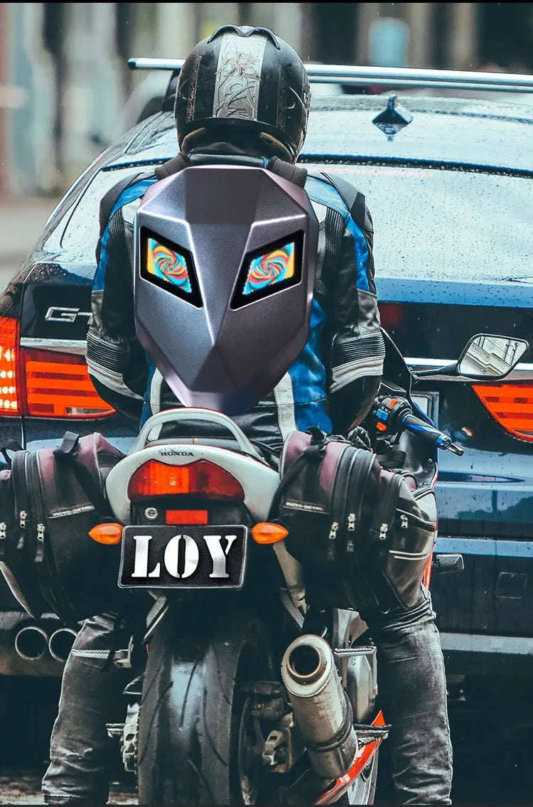 LED Motorcycle Backpack with Programmable Display & Hard Shell-black / france