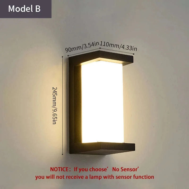 LED Outdoor Wall Light with PIR Motion Sensor-No Sensor / Model G / Warm White