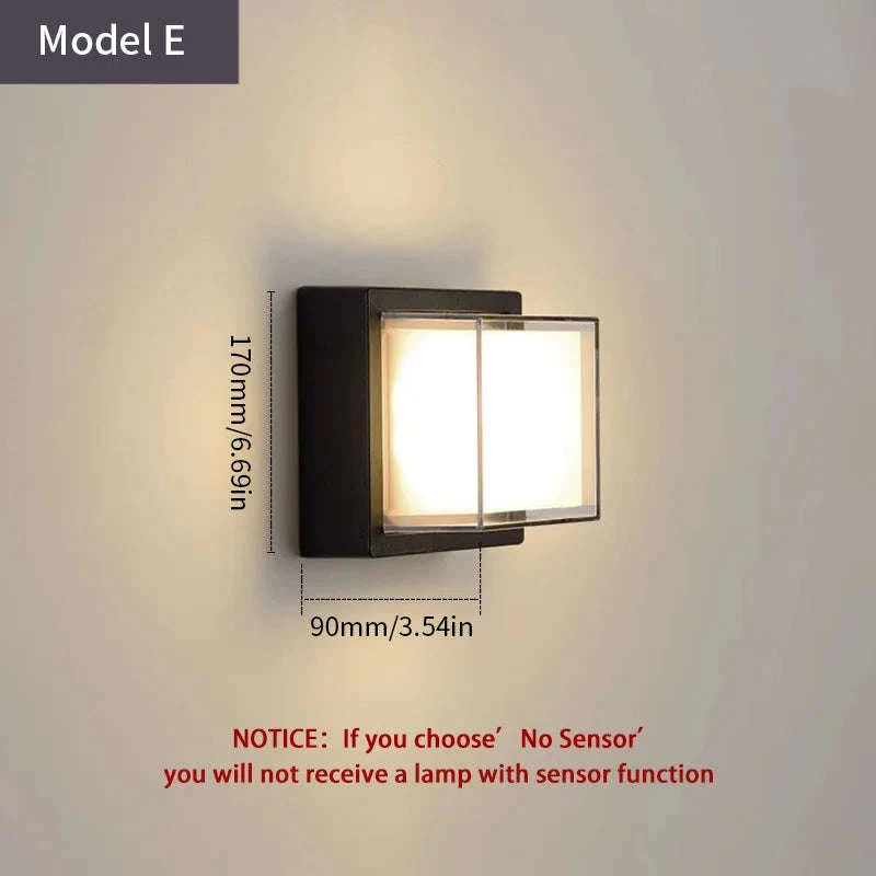 LED Outdoor Wall Light with PIR Motion Sensor-No Sensor / Model G / Warm White