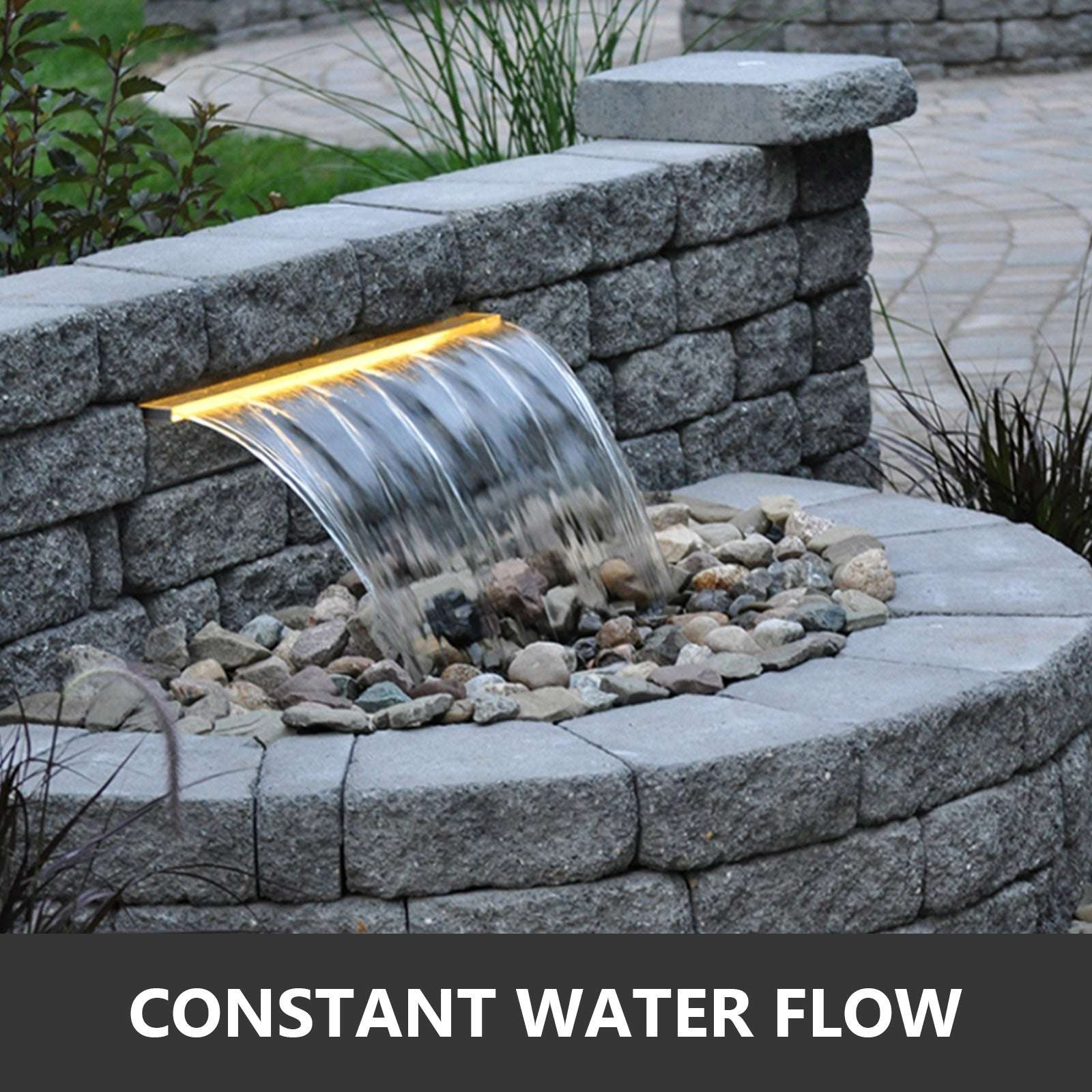 LED Pool Fountain Waterfall 59" Stainless Steel Color Changing Light-SWLED300 / United States