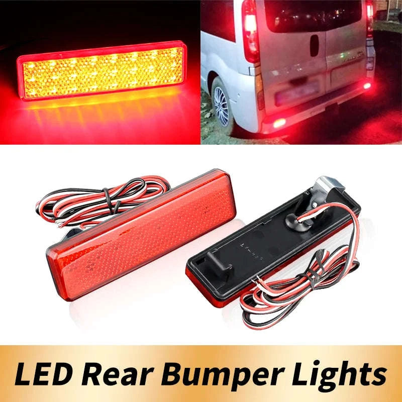 LED Rear Bumper Reflector Tail Light Pair for Compatible Vans-2PCS Black Lens