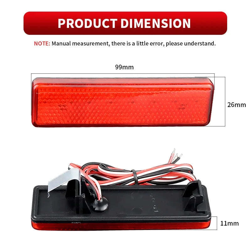 LED Rear Bumper Reflector Tail Light Pair for Compatible Vans-2PCS Black Lens