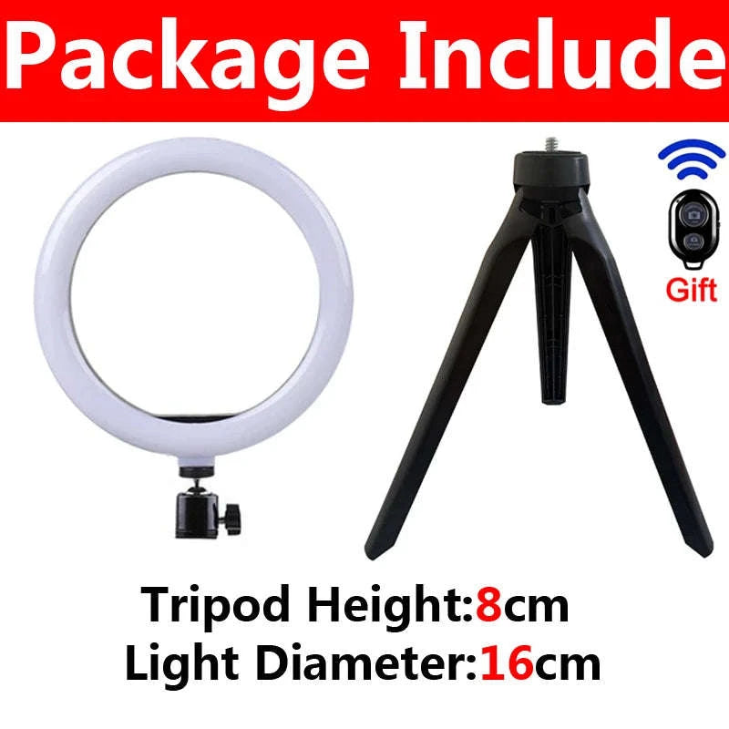 LED Selfie Ring Light with Bluetooth Remote Control-C-16cm