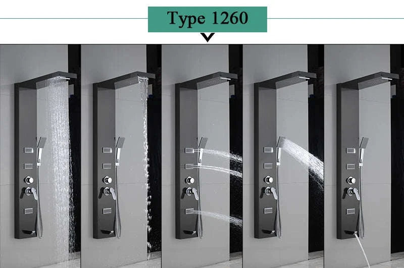 LED Shower Panel Massage Jet Shower System-Black 8804 / United States