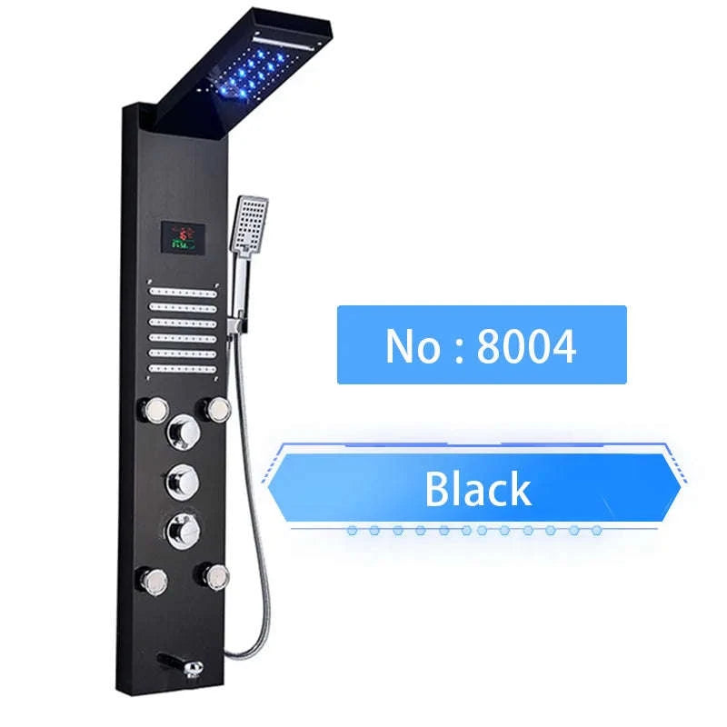 LED Shower Panel Massage Jet Shower System-Black 8804 / United States