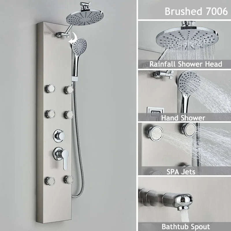LED Shower Panel Massage Jet Shower System-Black 8804 / United States
