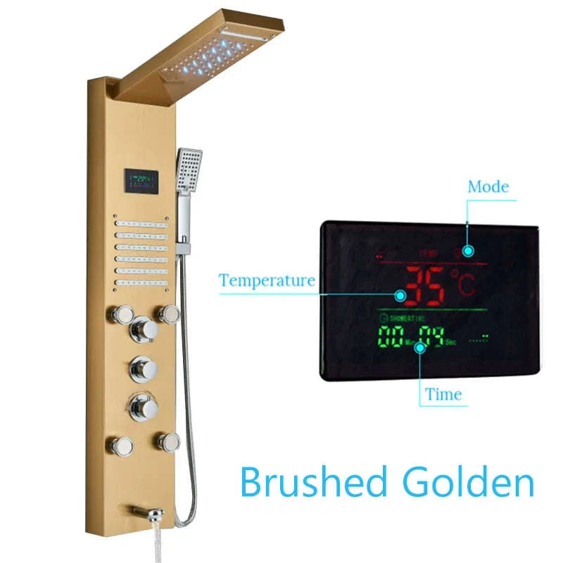 LED Shower Panel Massage Jet Shower System-Black 8804 / United States