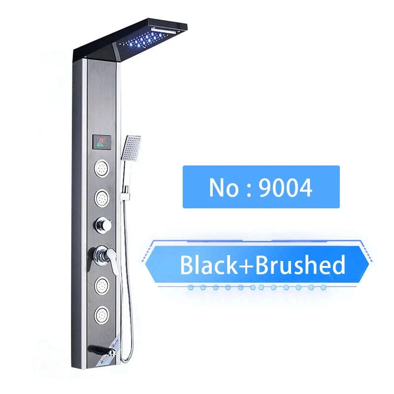 LED Shower Panel Massage Jet Shower System-Black 8804 / United States