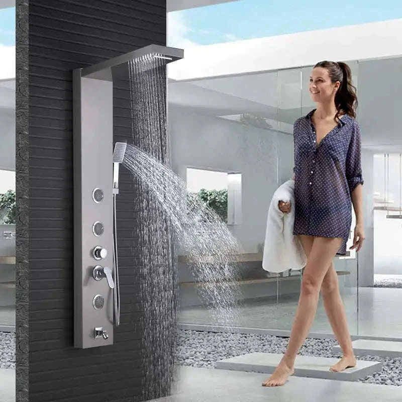 LED Shower Panel Massage Jet Shower System-Black 8804 / United States