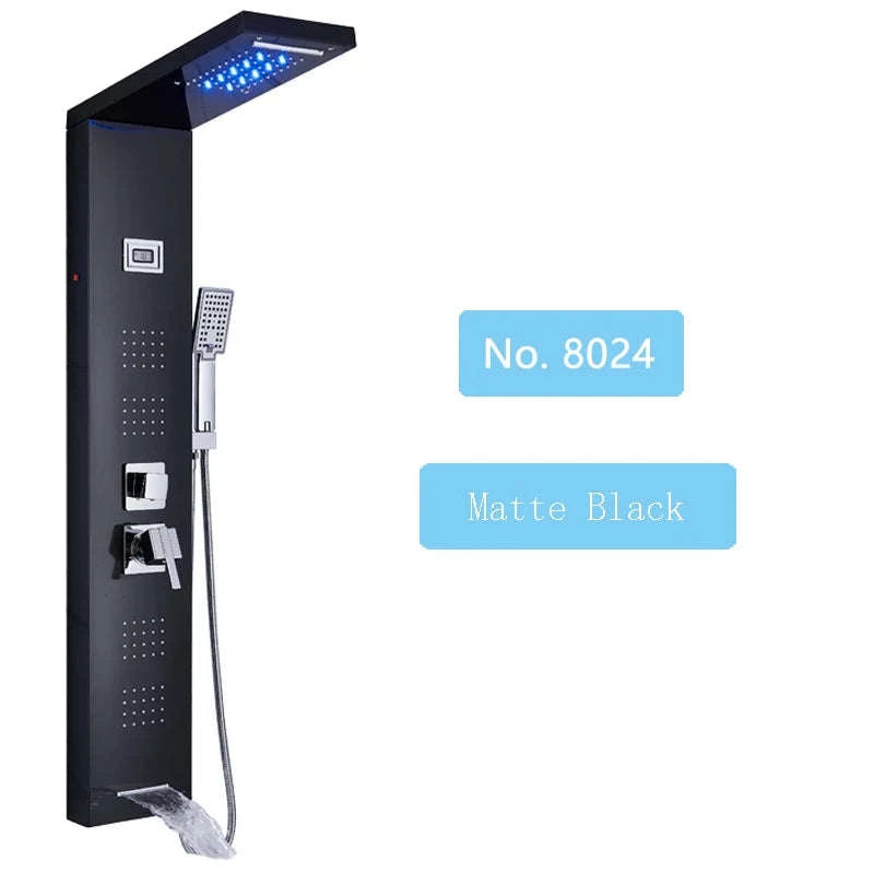 LED Shower Panel Massage Jet Shower System-Black 8804 / United States