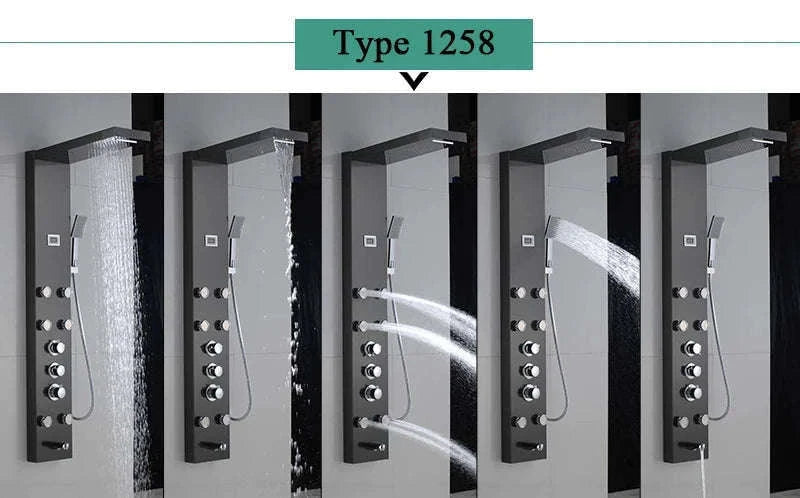 LED Shower Panel Massage Jet Shower System-Black 8804 / United States