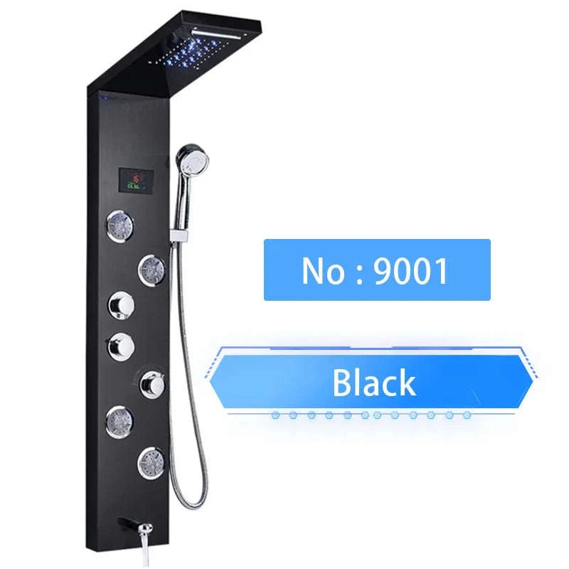 LED Shower Panel Massage Jet Shower System-Black 8804 / United States