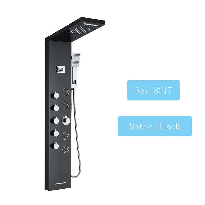 LED Shower Panel Massage Jet Shower System-Black 8804 / United States