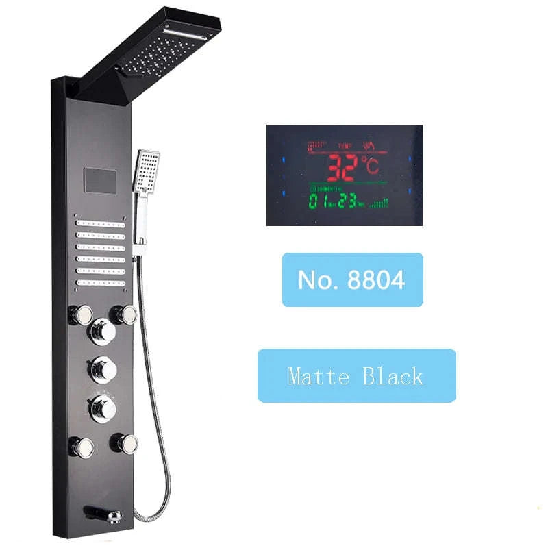 LED Shower Panel Massage Jet Shower System-Black 8804 / United States