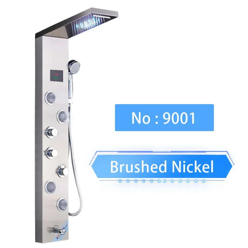 LED Shower Panel Massage Jet Shower System-Black 8804 / United States