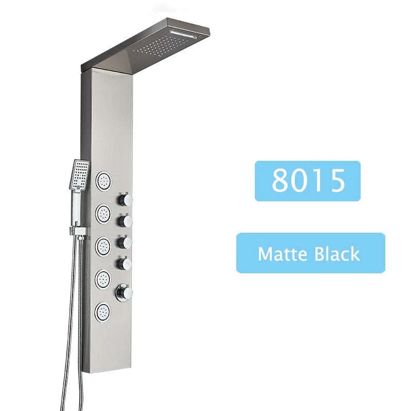 LED Shower Panel Massage Jet Shower System-Black 8804 / United States
