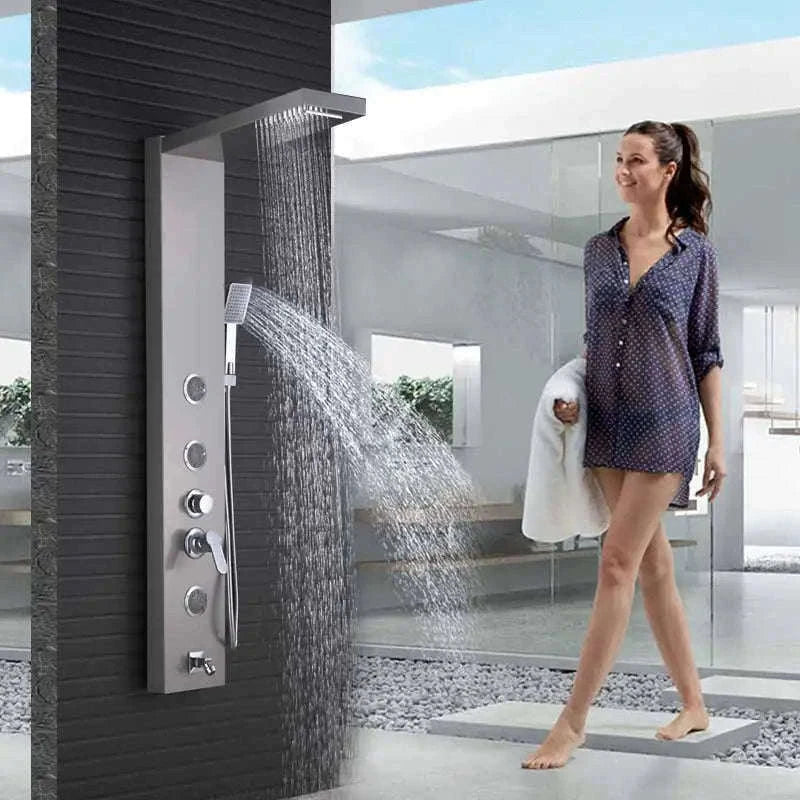 LED Shower Panel Massage Jet Shower System-Black 8804 / United States