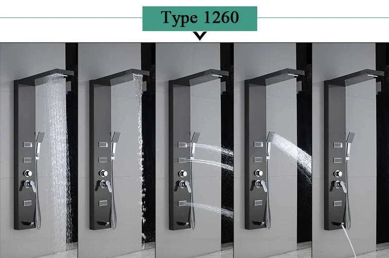 LED Shower Panel Massage Jet Shower System-Black 8804 / United States