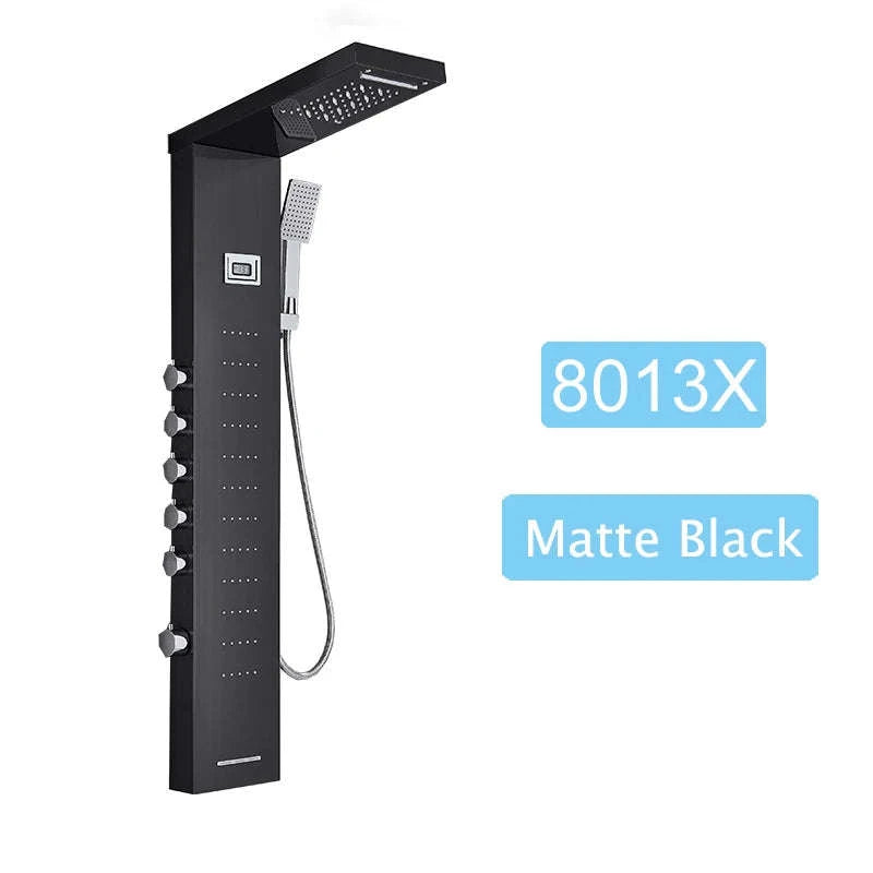 LED Shower Panel Massage Jet Shower System-Black 8804 / United States