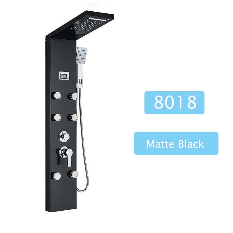 LED Shower Panel Massage Jet Shower System-Black 8804 / United States