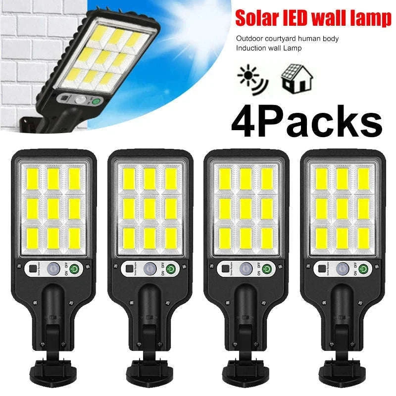 LED Solar Wall Lamp with Motion Sensor and 3 Light Modes-72COB / 1pc