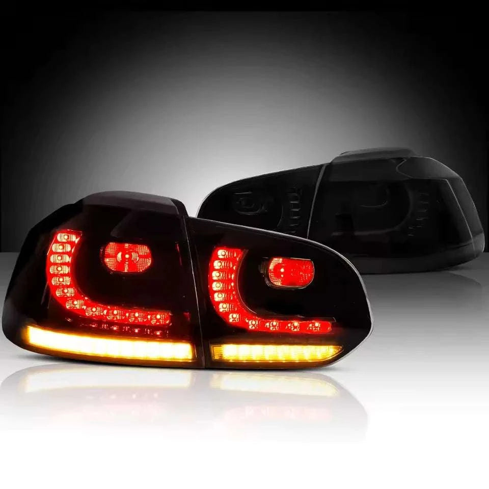 LED Tail Lights for 2008–2014 VW Golf Mk6 with Sequential Signal-Red Clear / LHD / United States