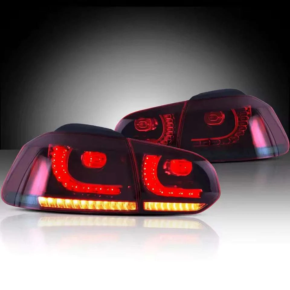 LED Tail Lights for 2008–2014 VW Golf Mk6 with Sequential Signal-Red Clear / LHD / United States