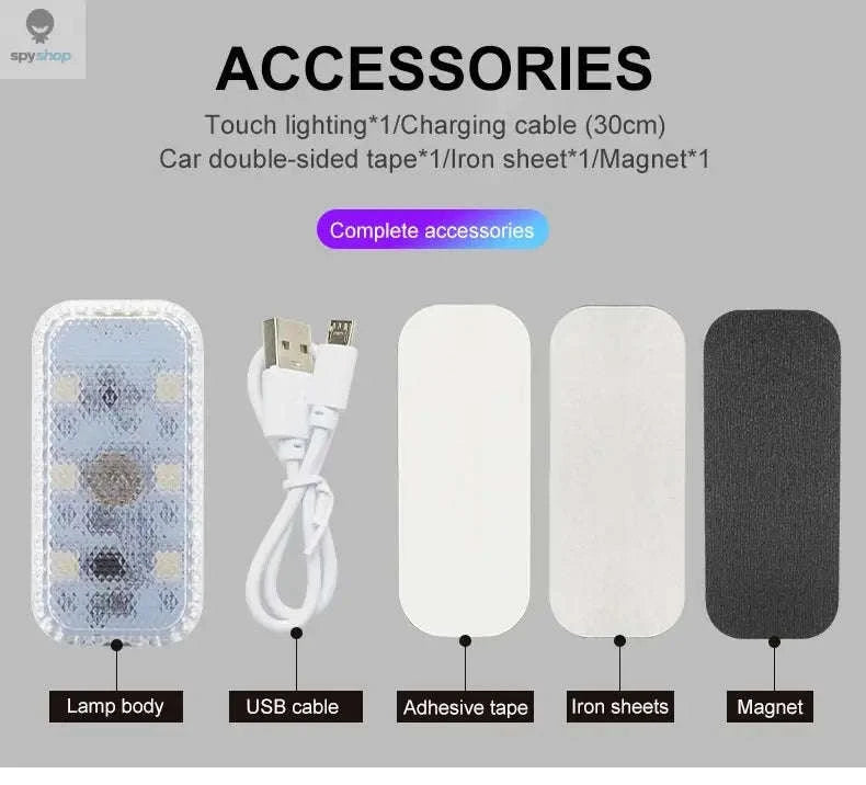 LED Touch Light – Mini Wireless Car Interior Lamp with USB Rechargeable Design-1pc ice blue