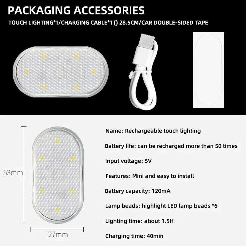 LED Touch Light Mini Wireless Car Lamp-RGB 1PCS