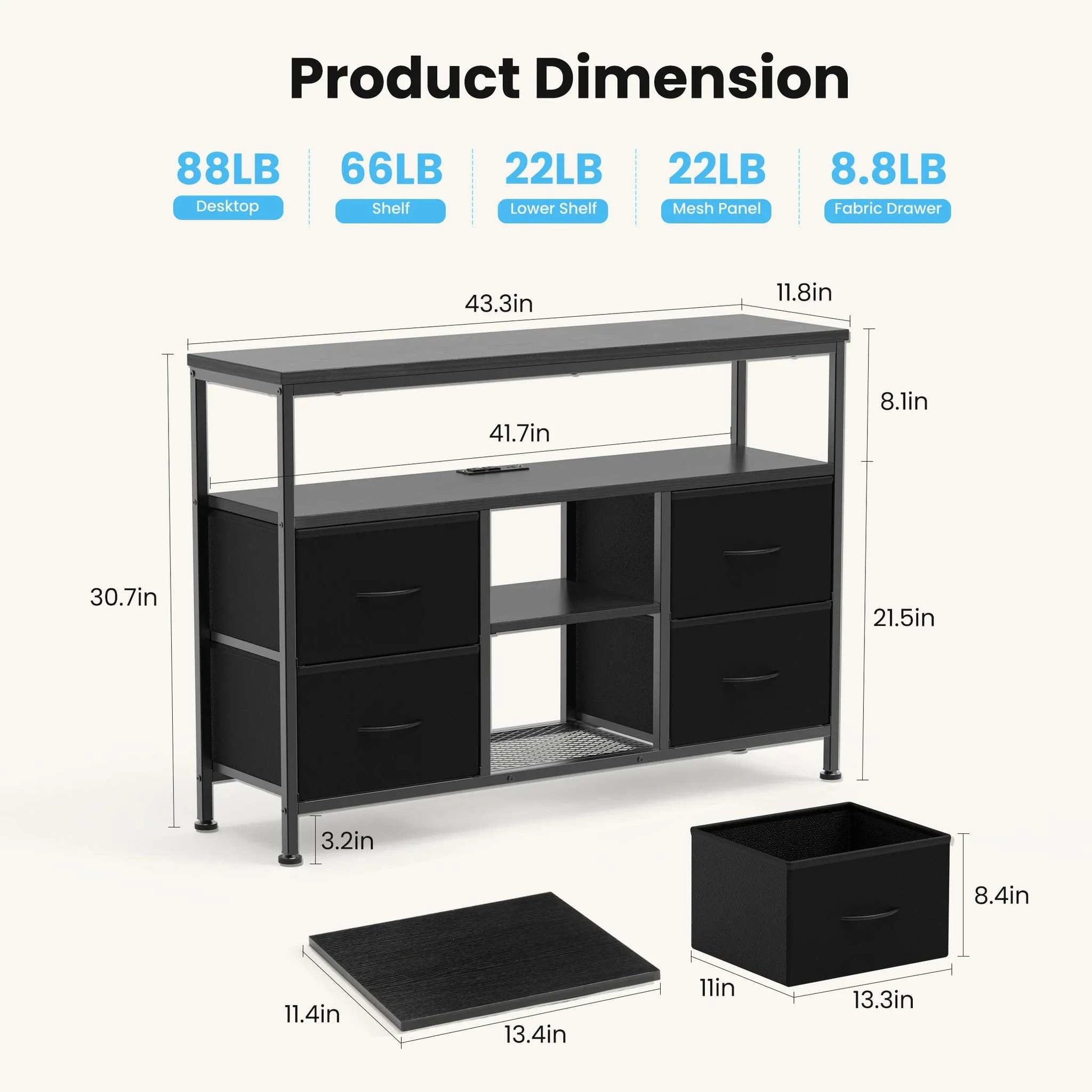 LED TV Stand with Storage Drawers & Power Outlets for 50" TV-Brown / United States
