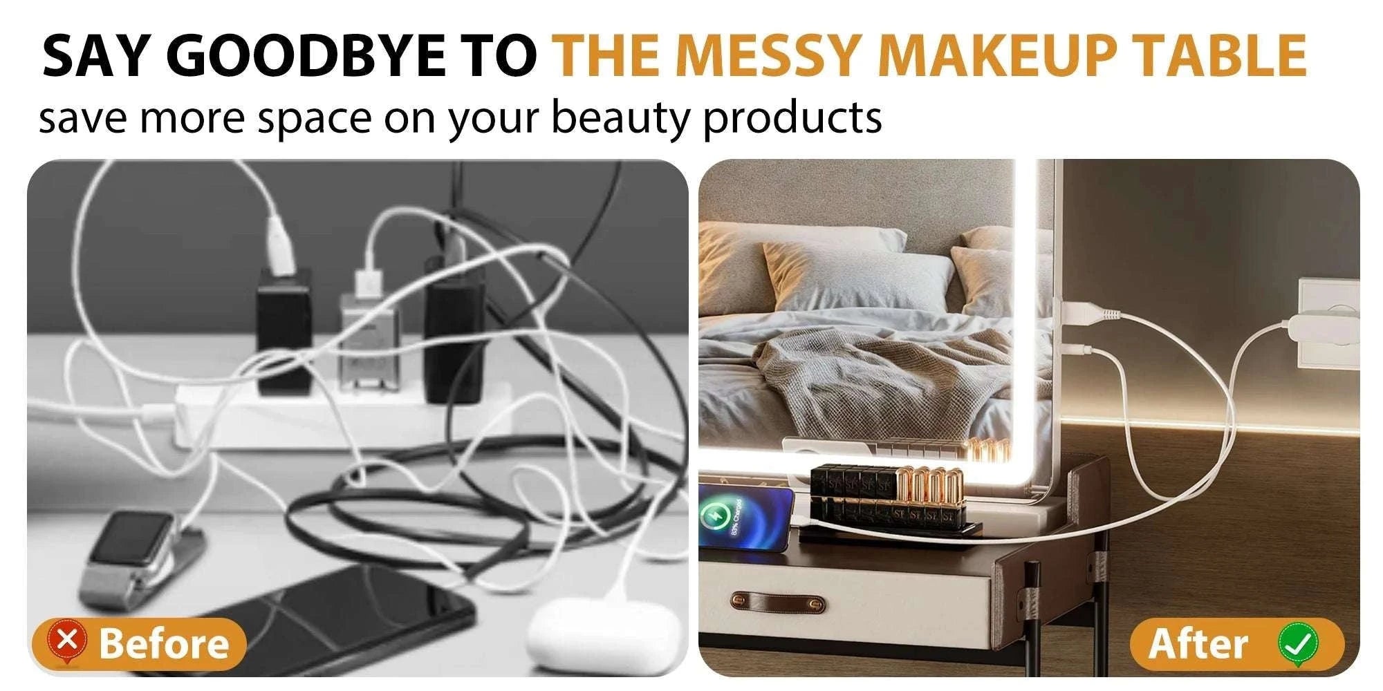 LED Vanity Mirror with 3 Light Modes & Dimmable Brightness-22L x 32W / United States