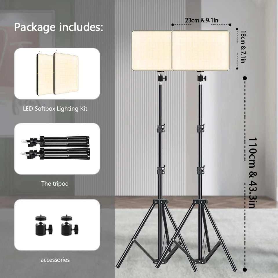 LED Video Light with Tripod for Streaming, Zoom & Photography-2 packs / United States