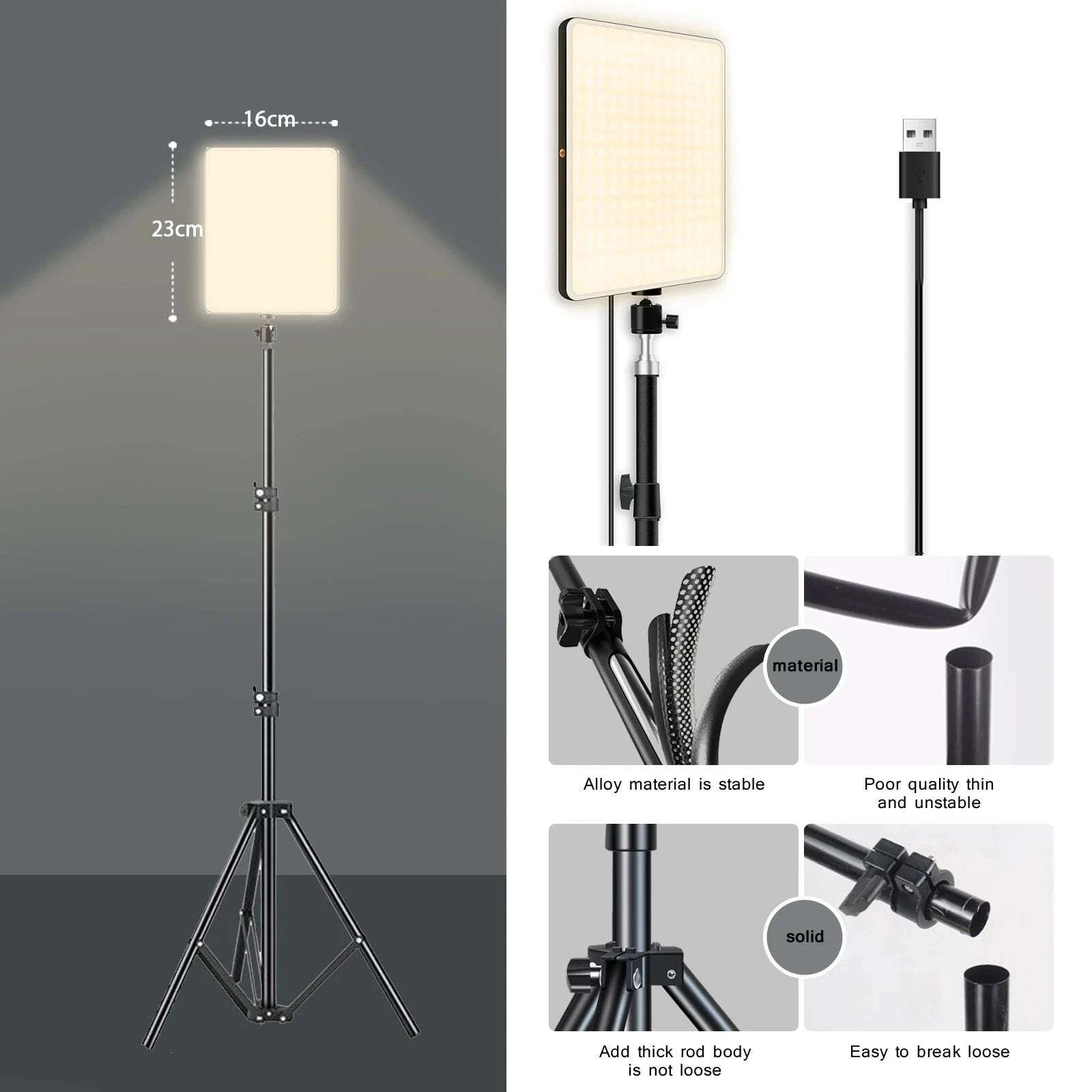 LED Video Light with Tripod for Streaming, Zoom & Photography-2 packs / United States