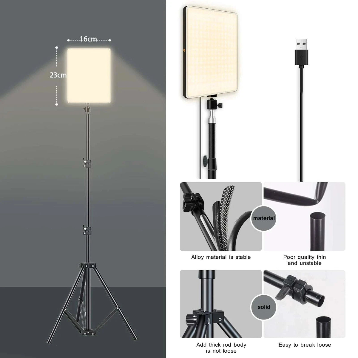 LED Video Light with Tripod for Streaming, Zoom & Photography-2 packs / United States