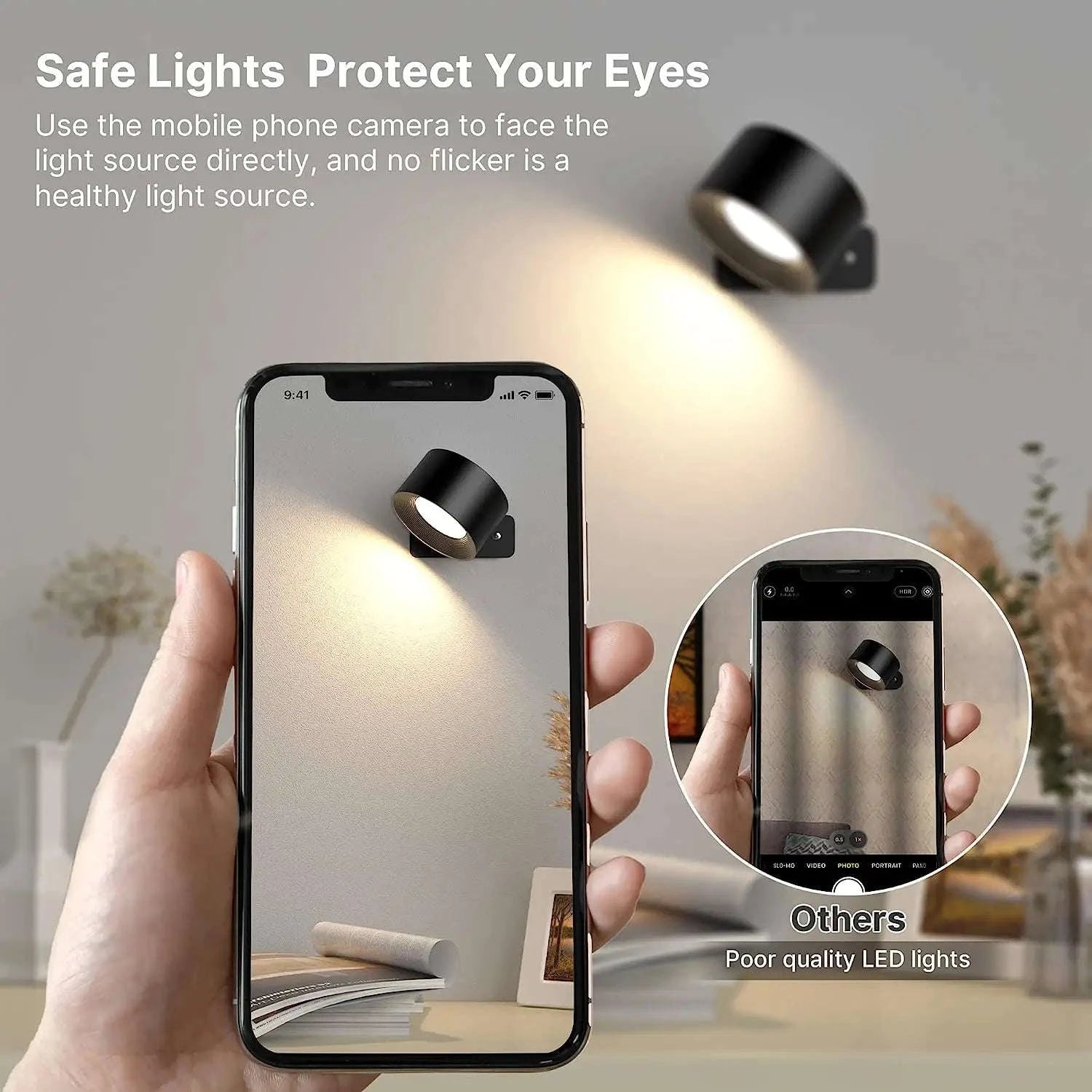 LED Wall Sconce Light with Touch Control and 360° Rotation-black / black 2 pcs