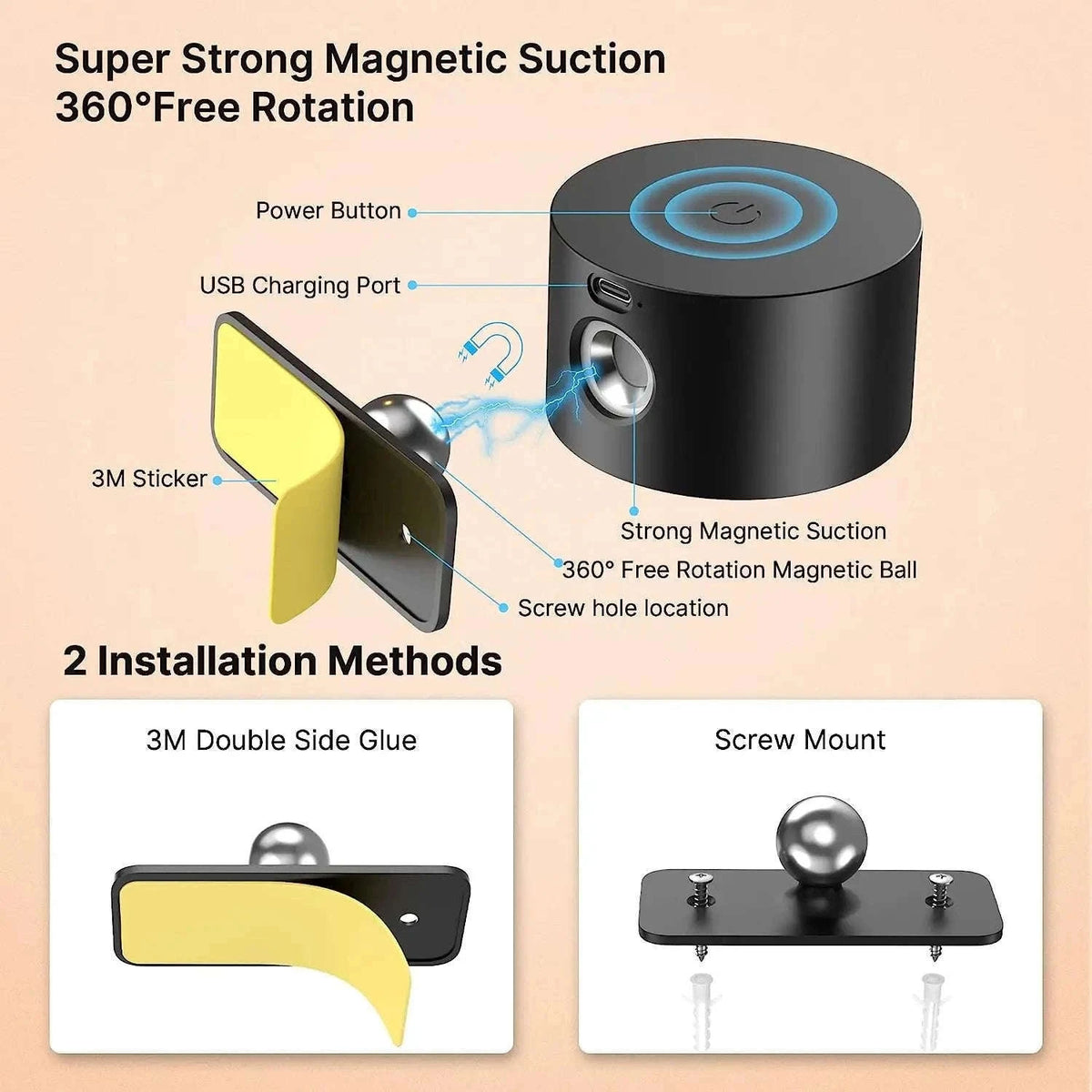 LED Wall Sconce Light with Touch Control and 360° Rotation-black / black 2 pcs