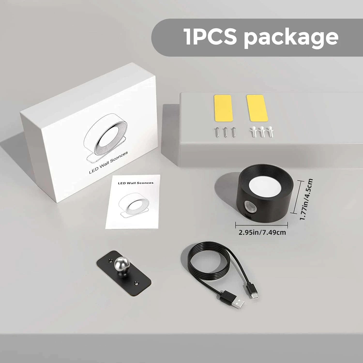 LED Wall Sconce Light with Touch Control and 360° Rotation-black / black 2 pcs