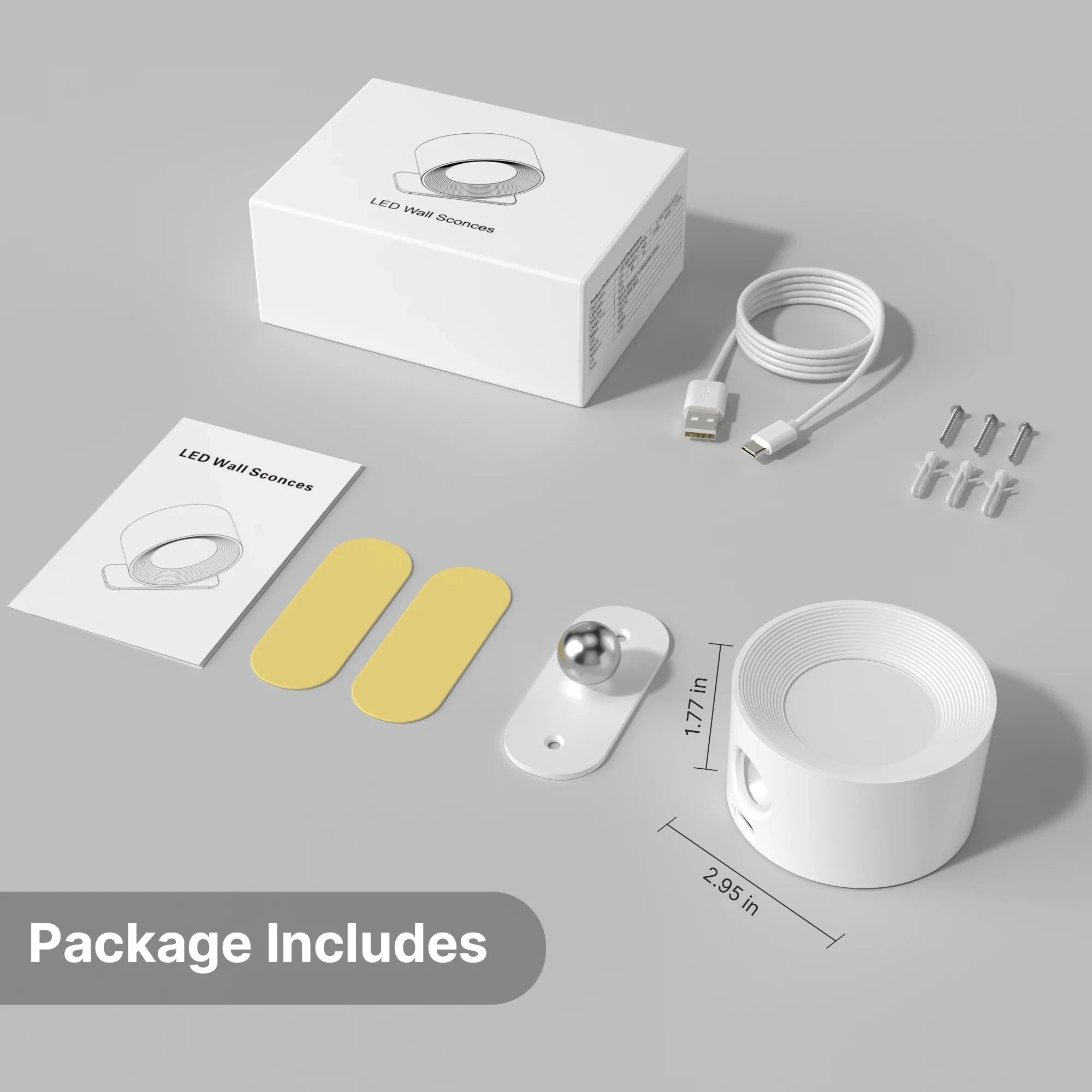 LED Wall Sconce Light with Touch Control and 360° Rotation-black / black 2 pcs