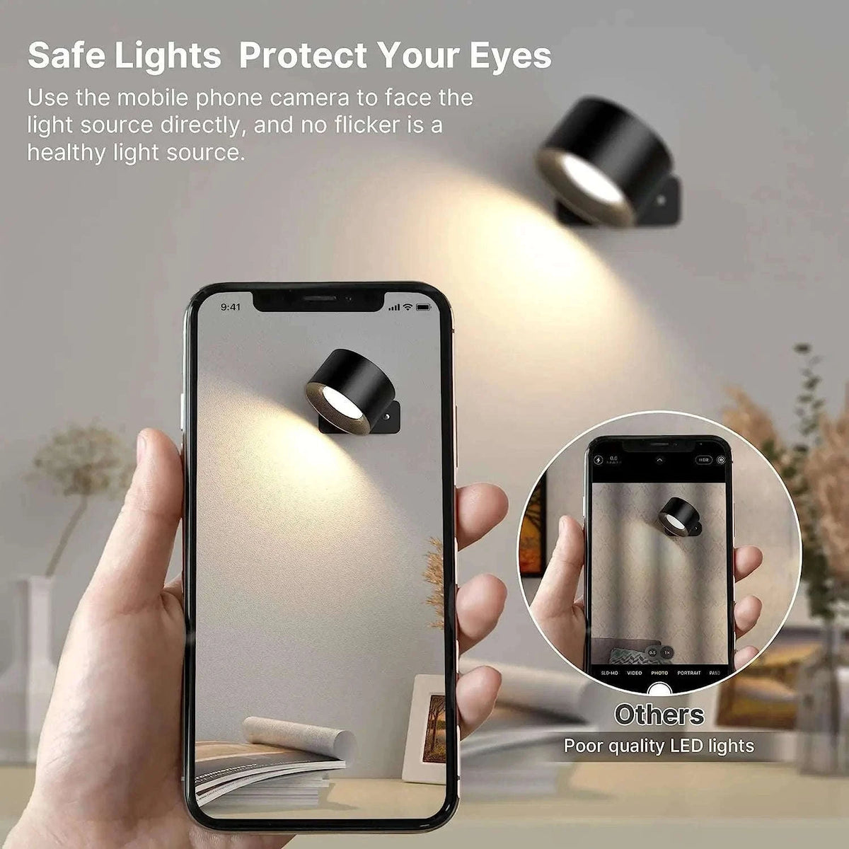 LED Wall Sconce Light with Touch Control and 360° Rotation-black / black 2 pcs
