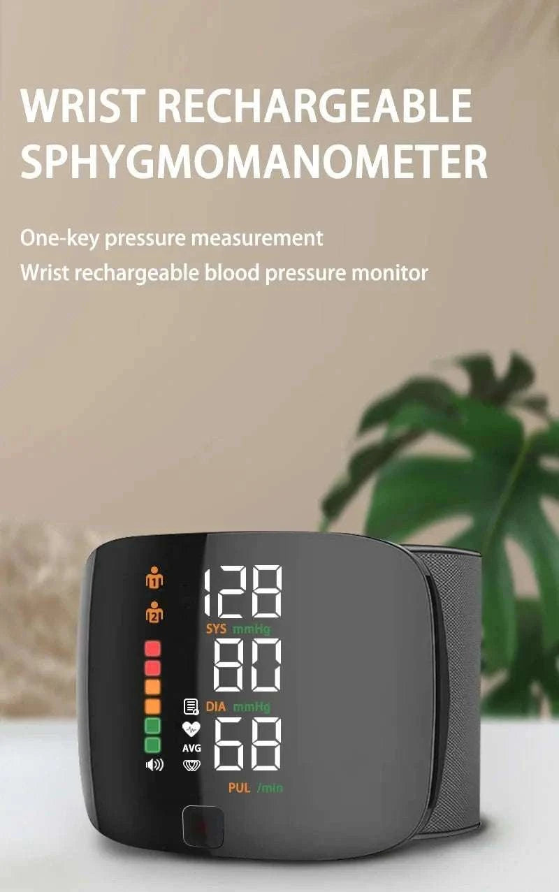 LED Wrist Blood Pressure Monitor with Voice & Easy Read Display-
