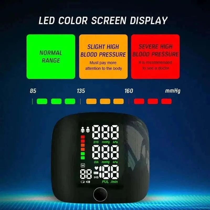 LED Wrist Blood Pressure Monitor with Voice & Easy Read Display-