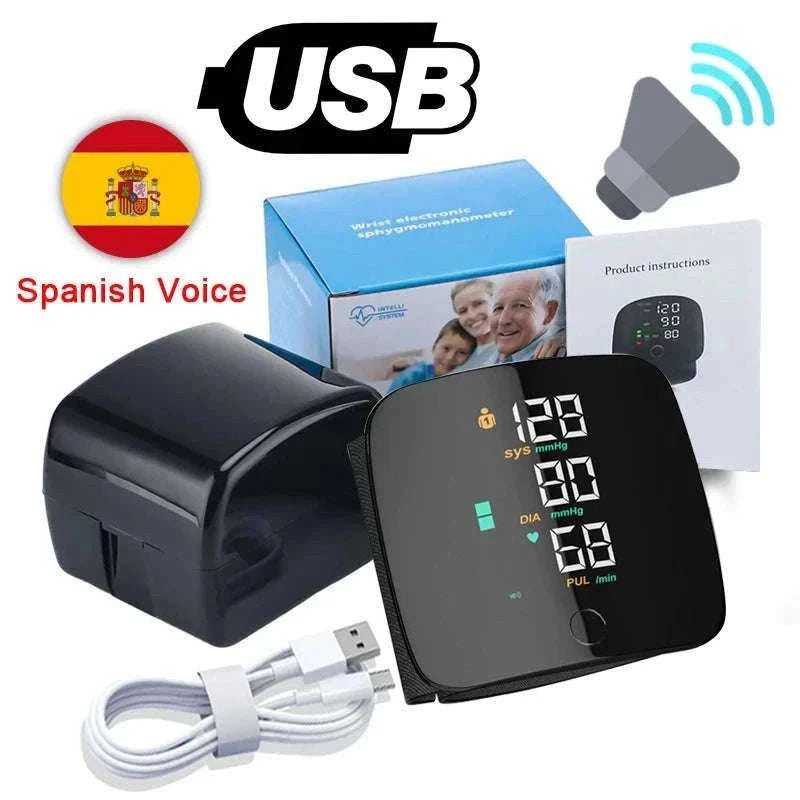 LED Wrist Blood Pressure Monitor with Voice Guidance-Arabic Voice