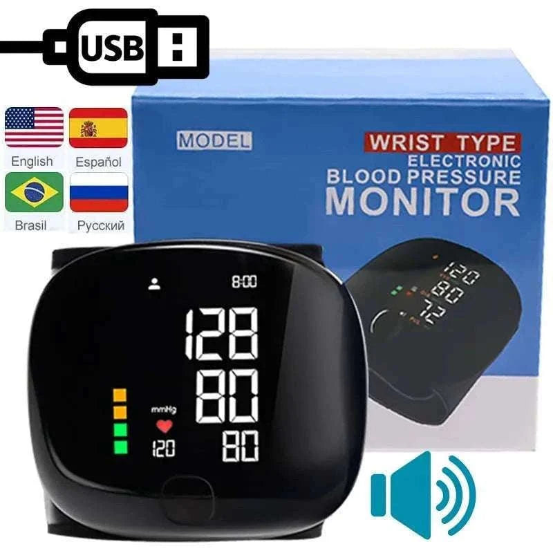 LED Wrist Blood Pressure Monitor with Voice Guidance-Arabic Voice