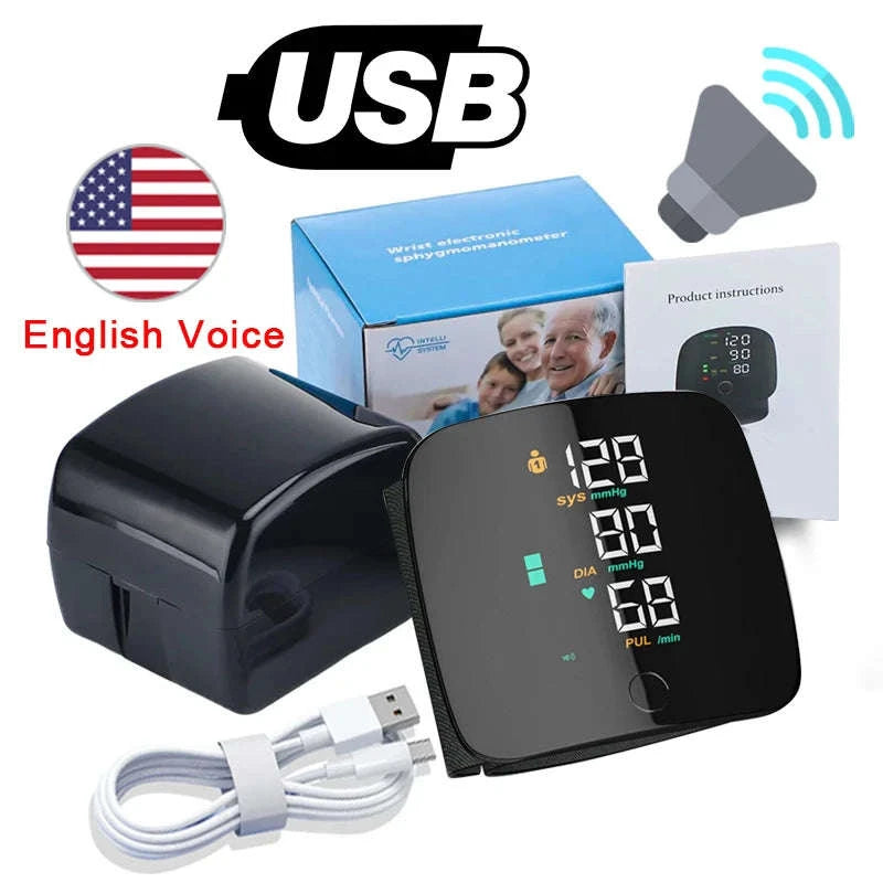 LED Wrist Blood Pressure Monitor with Voice Guidance-Arabic Voice